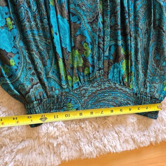 Carole Little Womens Floral Patterned Maxi Skirt  Blue and Green Size 10 Fairy - Picture 5 of 7